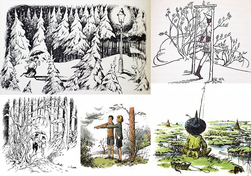 <p>Originalios &quot;Narnijos Kronikų&quot; iliustracijos. Iliustratorė Pauline Diana Baynes (1922-2008) iliustravo visas serijos knygas.</p>
